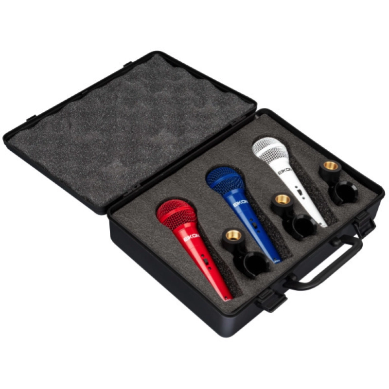Eikon by Proel DM800COLORKIT Kit 3 Microfoni Dinamici per Voce Rosso/Blu/Bianco