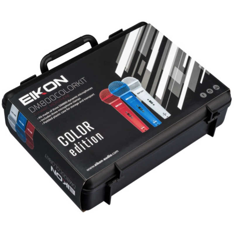 Eikon by Proel DM800COLORKIT Kit 3 Microfoni Dinamici per Voce Rosso/Blu/Bianco