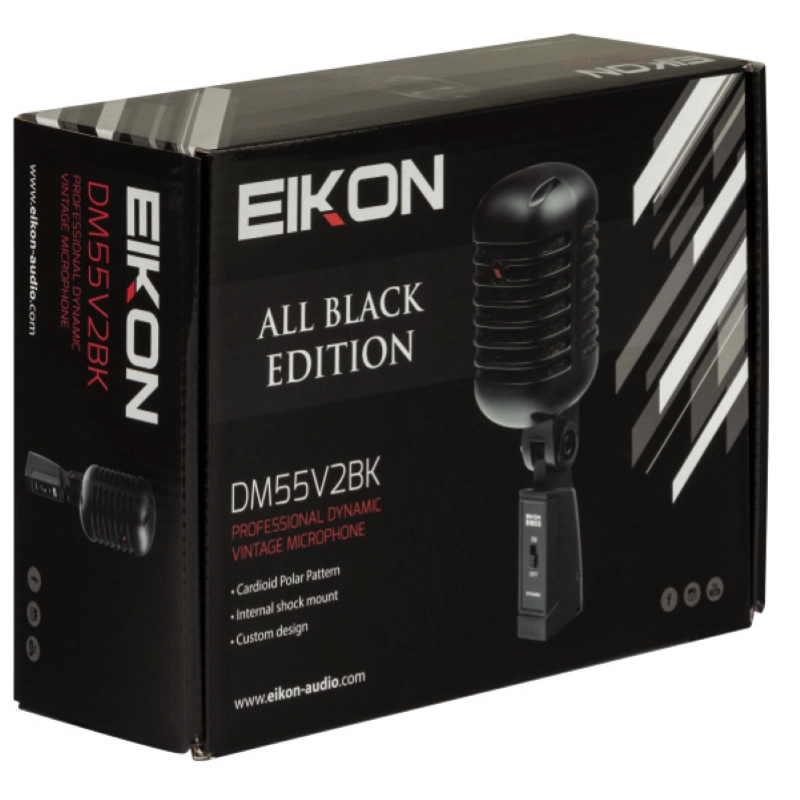 Eikon by Proel DM55V2BK Black Microfono Dinamico per Voce Vintage Style Nero Opaco