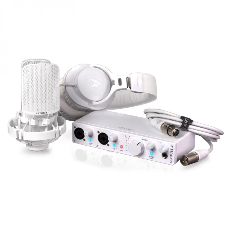 Arturia MiniFuse Recording Pack White Bundle con MiniFuse 2, Microfono, Cuffia e Cavi