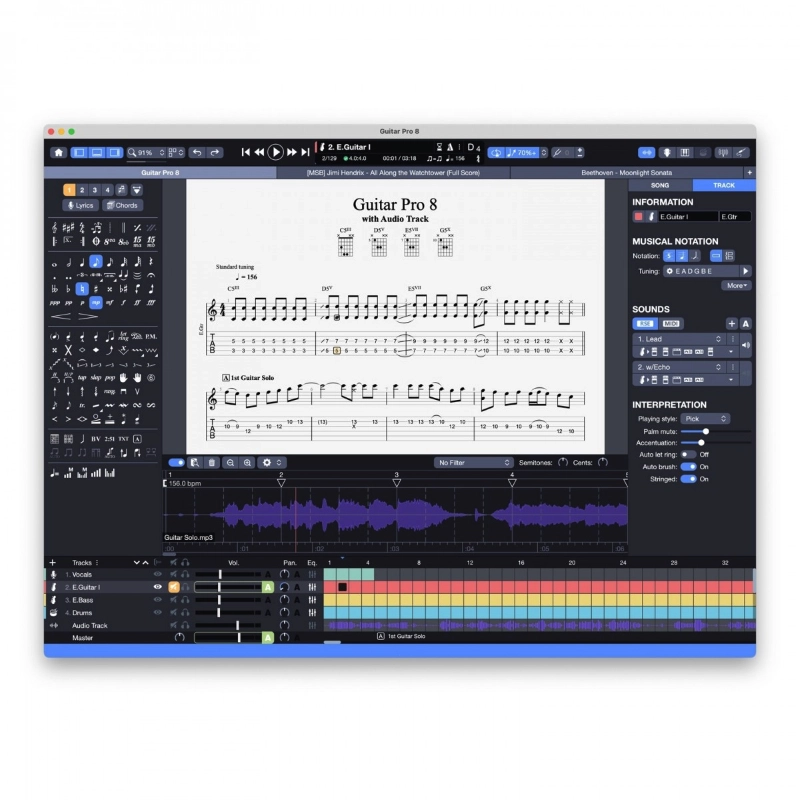 Arobas Music Guitar Pro 8 Software per la Notazione ed Editing di Tablature
