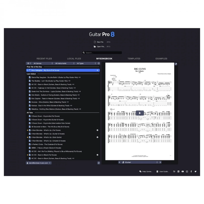 Arobas Music Guitar Pro 8 Software per la Notazione ed Editing di Tablature