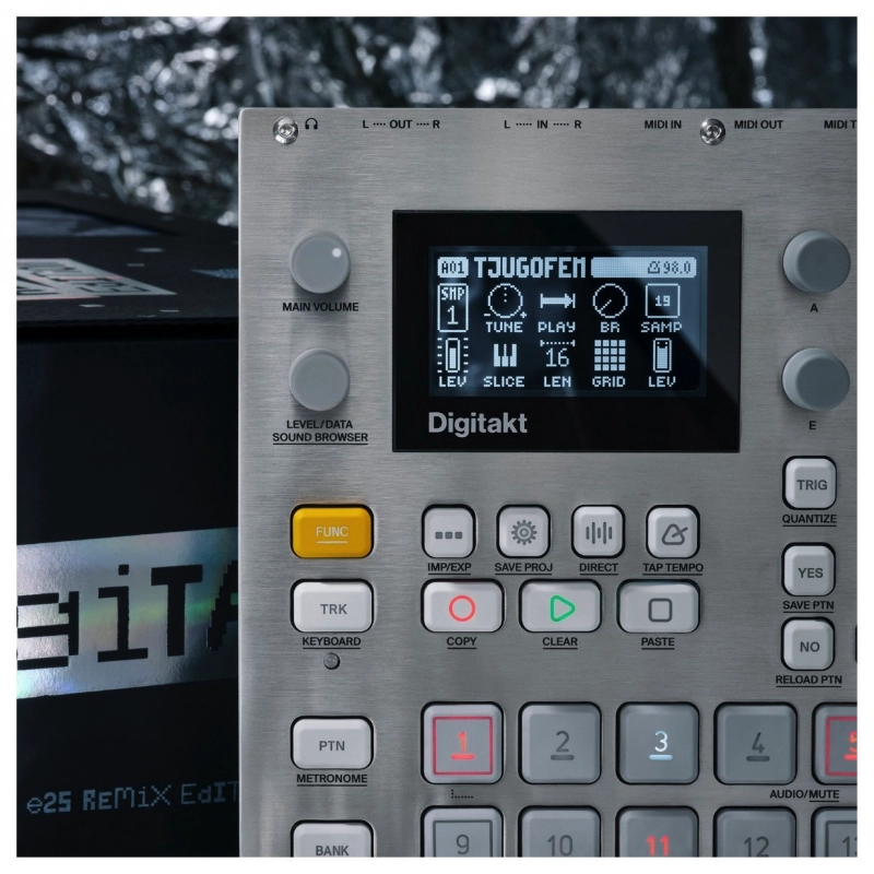 Elektron Digitakt E25 Remix Edition Drum Machine 8 Voci con Sampler Silver