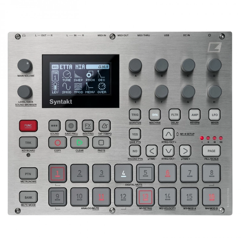 Elektron Syntackt E25 Remix Edition Drum Machine a 12 Voci, Sintetizzatore, Sequencer e Groove Machine Silver