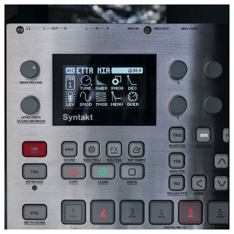 Elektron Syntackt E25 Remix Edition Drum Machine a 12 Voci, Sintetizzatore, Sequencer e Groove Machine Silver