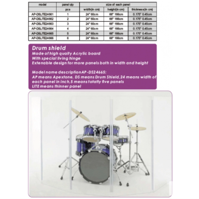 APEXTONE DRUM SHIELD Schermo Barriera Antirumore Cabina