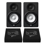 Yamaha HS5 Risparmio 3 Coppia di Monitor da Studio con 2 Cavi XLR-XLR e Pad Isolanti Nero
