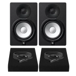 Yamaha HS7 Risparmio 3 Coppia di Monitor da Studio con 2 Cavi XLR-XLR e Pad Isolanti Nero