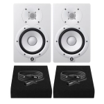 Yamaha HS7W Risparmio 3 Coppia di Monitor da Studio con 2 Cavi XLR-XLR e Pad Isolanti Bianco