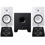 Yamaha HS8W Risparmio 4 Coppia di Monitor da Studio con 4 Cavi XLR-XLR e Pad Isolanti Subwoofer Bianco