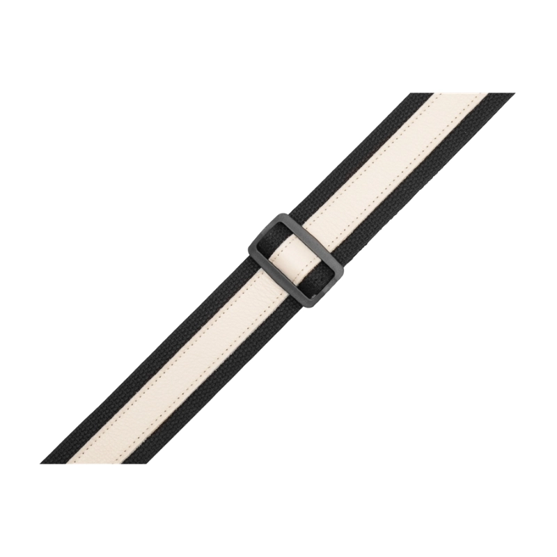 Levy's MC2CG-BLK-CRM Tracolla in cotone Black con strip in pelle Cream 2"