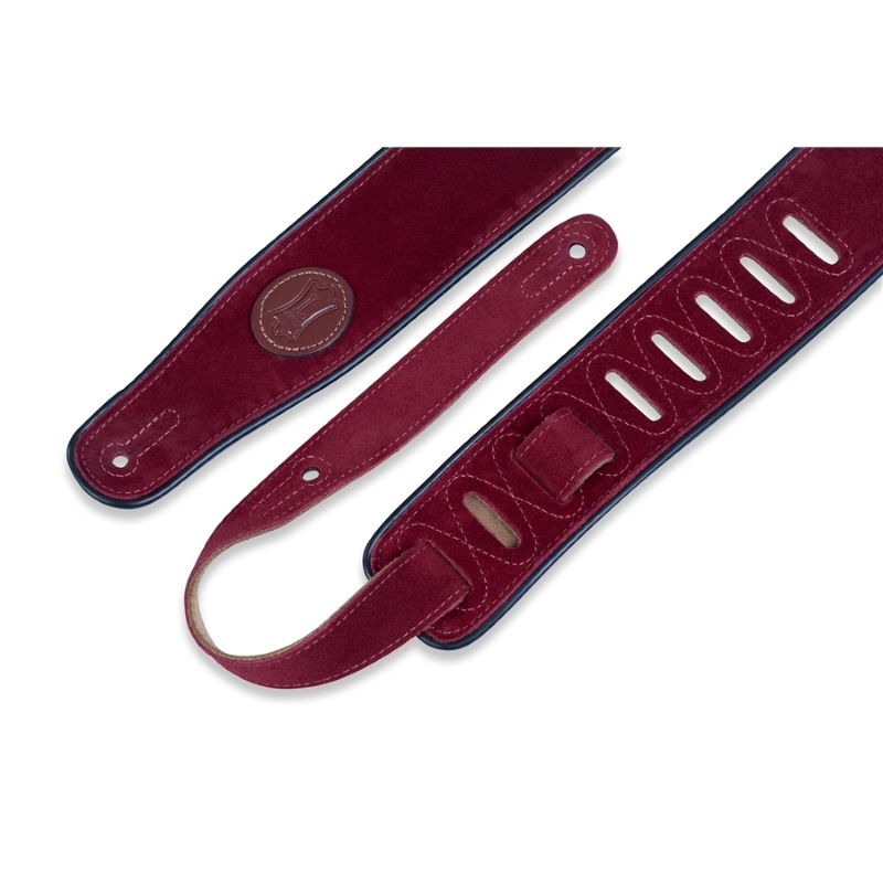 Levy's MSS3-BRG Tracolla in pelle scamosciata Burgundy con piping Black 2 1/2"