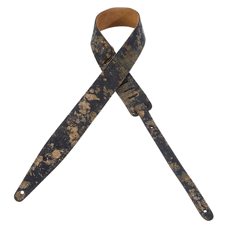 Levy's MSGL217-NAV Tracolla in pelle scamosciata con schizzi metallici e dorati Navy 2"