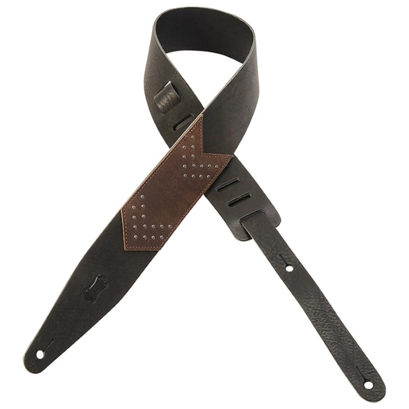 Levy's MV317CSH-BLK Tracolla in pelle conciata al vegetale con inserti metallici Black 2 1/2"
