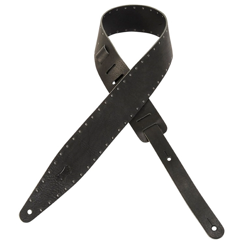 Levy's MV317ST-BLK Tracolla in pelle conciata al vegetale con inserti metallici Black 2 1/2"
