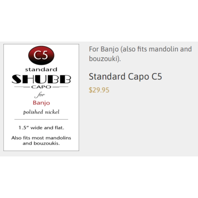 SHUBB C5 CAPOTASTO BANJO, MANDOLINO E BOUZOUKI