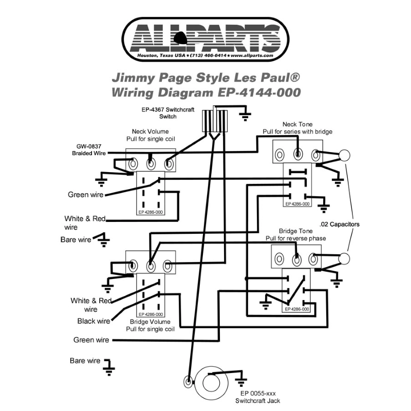 Allparts EP-4144-000 Wiring Kit for Gibson® Jimmy Page Les Paul®