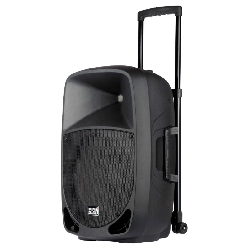 ITALIAN STAGE IS FR15AWV2 Sistema Trolley Amplificato a batteria usb e bluetooth doppio Radiomicrofono