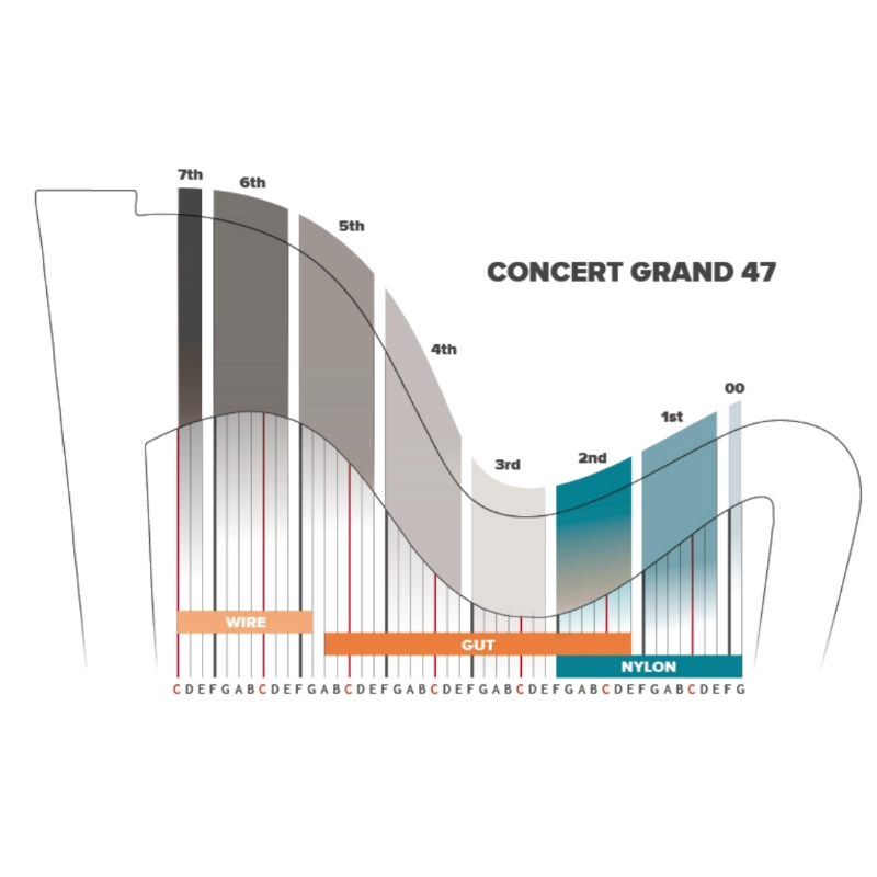 SALVI CORDE PER ARPA A PEDALI prima ottava MI1 budello Gut Gold