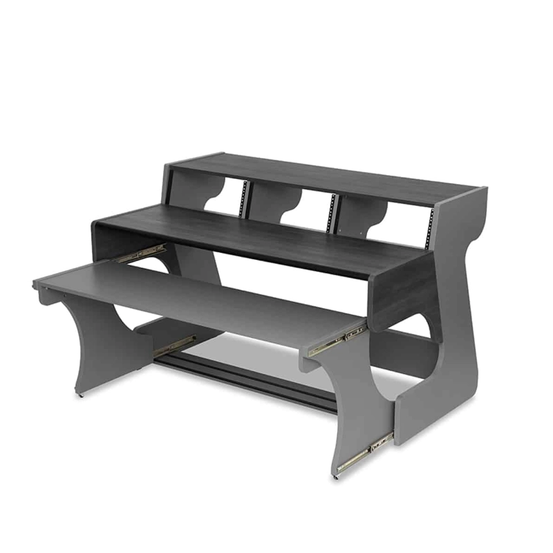 Zaor MIZA 88XL Flex 3 level desk, key draw, 12 RU Grey Wengé