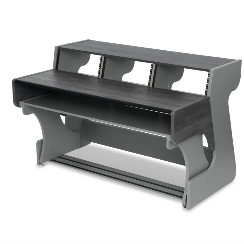 Zaor MIZA 88XL Flex 3 level desk, key draw, 12 RU Grey Wengé