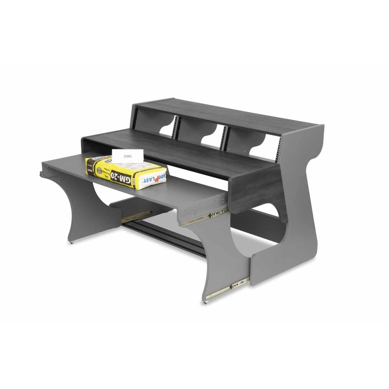 Zaor MIZA 88XL Flex 3 level desk, key draw, 12 RU Grey Wengé