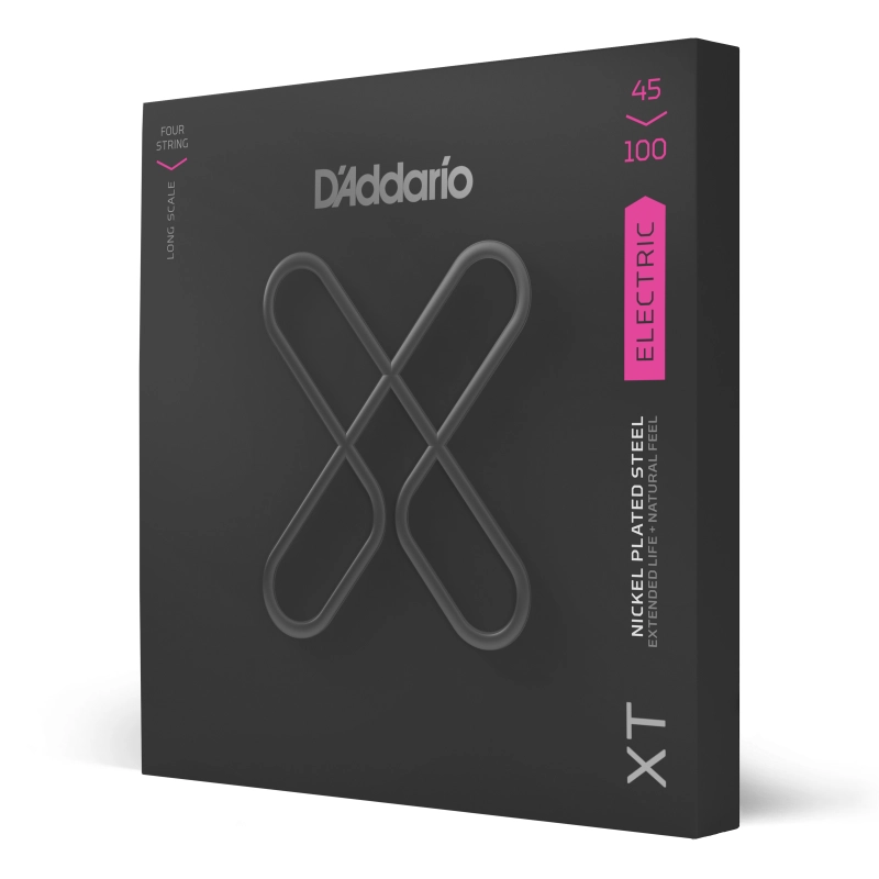 D'Addario XTB45100 XT Bass Nickel Plated Steel, Regular Light, Long Scale, 45-100