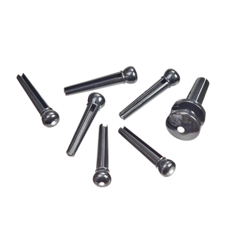 D'Addario PWPS10 Injected Molded Bridge Pins with End Pin Set, Ebony with Ivory Dot,