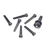 D'Addario PWPS10 Injected Molded Bridge Pins with End Pin Set, Ebony with Ivory Dot,