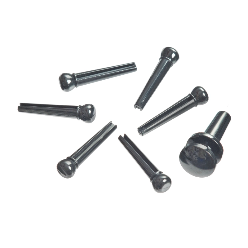 D'Addario PWPS9 Injected Molded Bridge Pins with End Pin, Set of 7, Ebony,