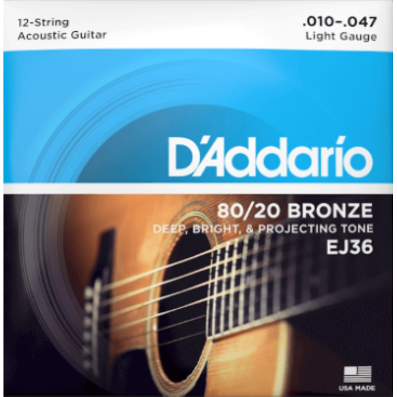 D'Addario EJ36 Set Corde Chitarra 12 corde 010-047 Bronze