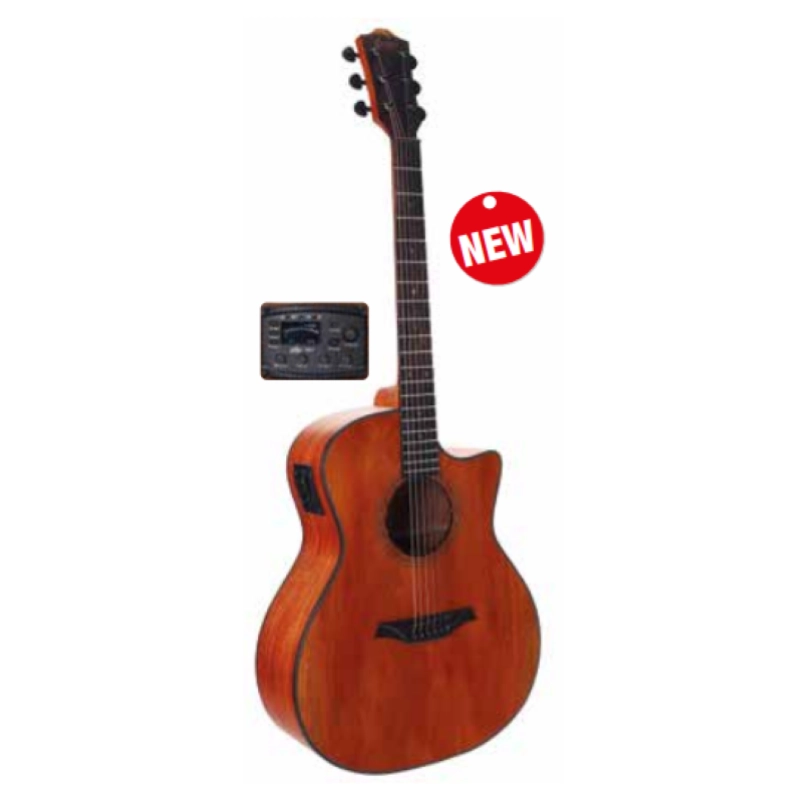 Bromo STV421 Acustica Elettr. Chitarra Auditorium Cutaway Mogano TAHOMA SERIES