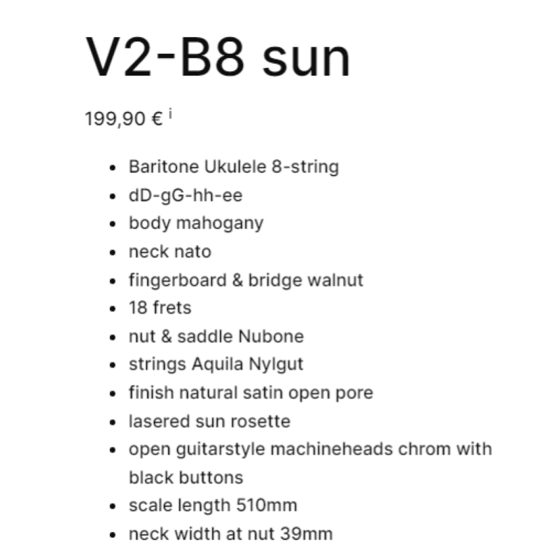 BATON ROUGE V2-B8 SUN UKULELE BARITONO 8 CORDE