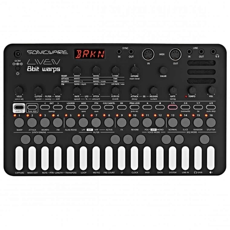 Sonicware Liven 8bit warps Black 27 Tasti