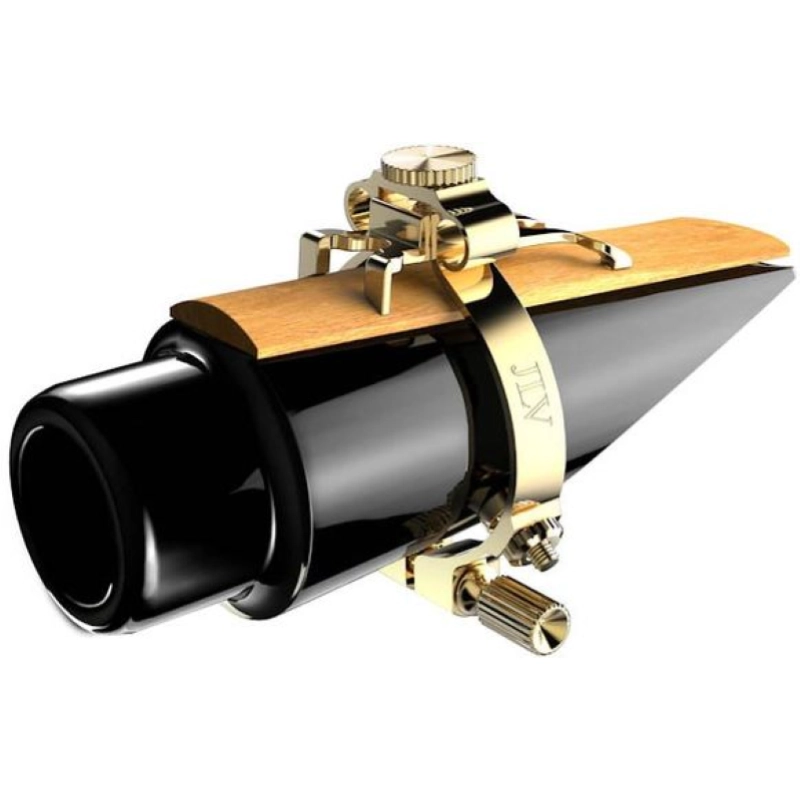 JLV Legatura per Sax Baritono e Clarinetto Basso Bocchini Ebanite Placcata Platino e Oro