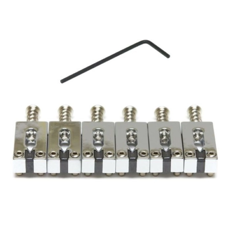 GraphTech String Saver Class PRS 52,73mm Chrome 6Pcs Selletta con vite di intonazione centrale per chitarra elettrica 6 corde con ponte tremolo PRS Style con spacing 52,73mm