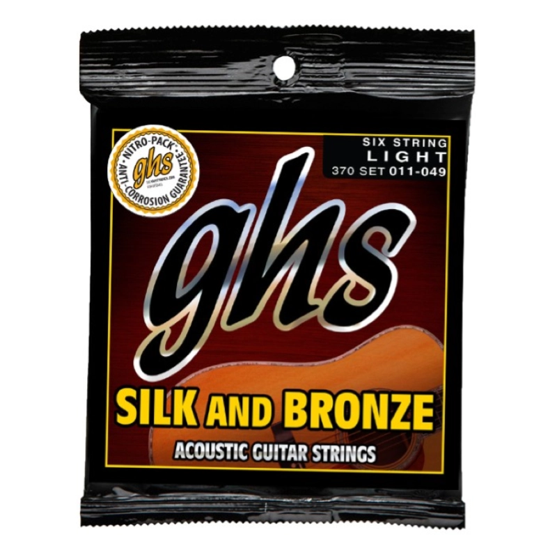 GHS Silk and Bronze Acustica 6 St 011-049 Muta corde per chitarra acustica 6 corde con corde rivestite con anima in seta ed acciaio
