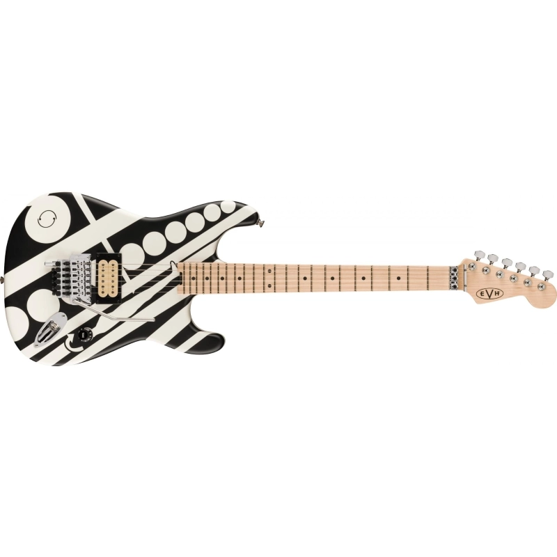 EVH Striped Series Circles, Maple Fingerboard, White and Black