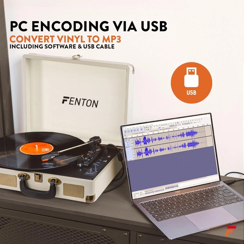 Fenton RP115G Record Player Creme