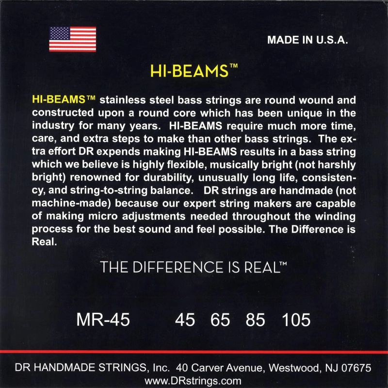 DR MR-45 Set Corde per Basso a 4 Corde - 045/105 Hi-Beams