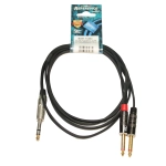 Reference RICTS02-BK-JTRS6.3/JJ6.3-R-2 m Cavo Jack Stereo - Doppio Jack Mono 2 Metri, Cavo a Y