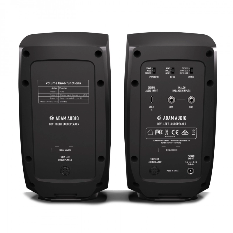 Adam Audio D3V Black Coppia di Monitor da Studio 3.5"70W Nero