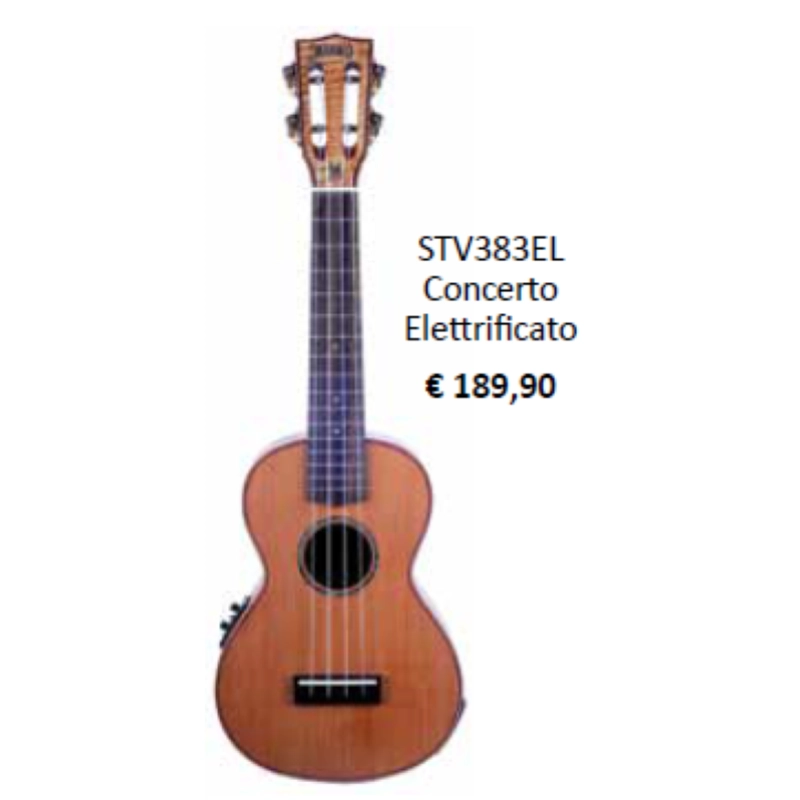 Ukulele STV383EL Concerto Elettrificato Valencia tutto Massello