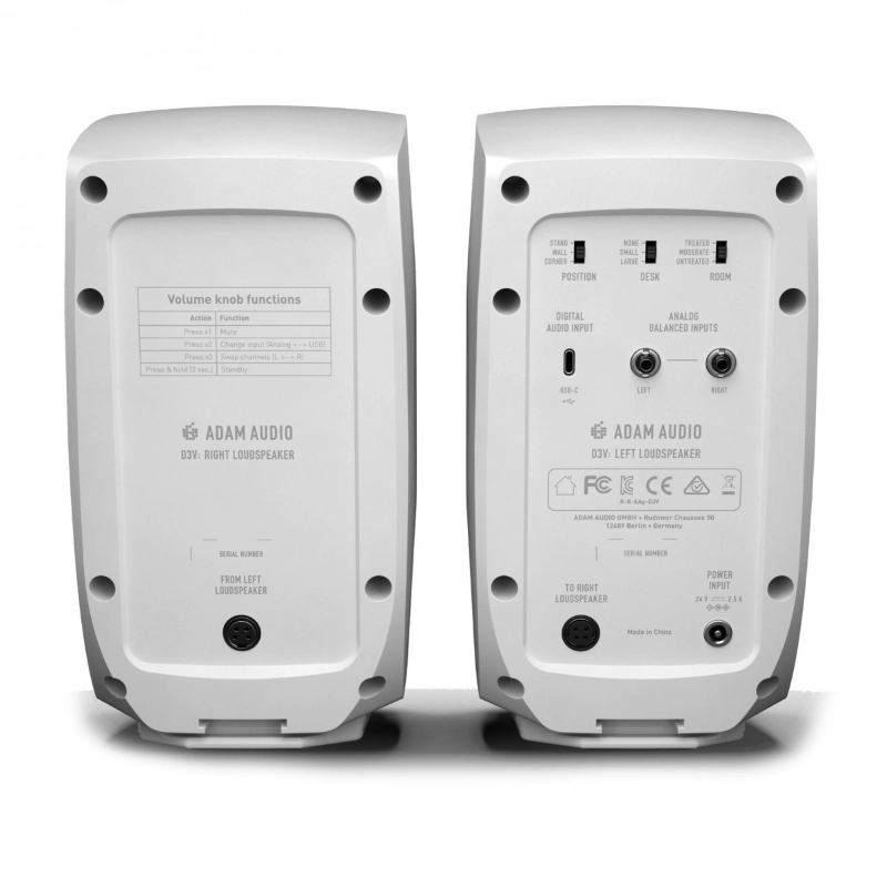 Adam Audio D3V White Coppia di Monitor da Studio 3.5" 70W Bianco