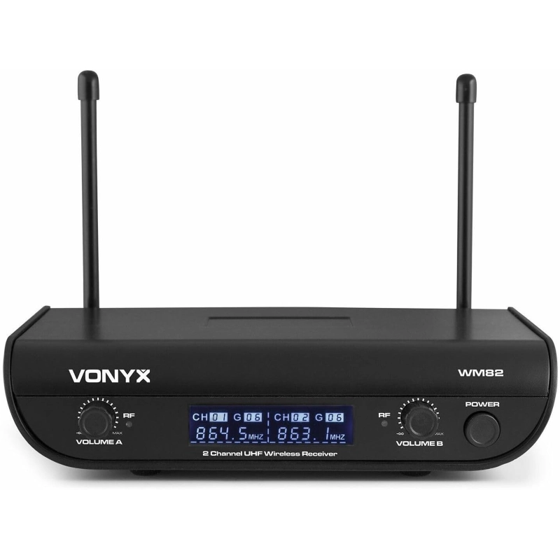 Vonyx WM82B Doppio Radiomicrofono Headset Digitale doppio Lavallier