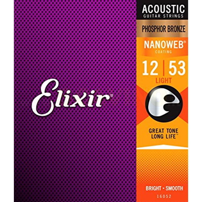 ELIXIR 16052 Nanoweb Light Acoustic Phosphor Bronze 12/53
