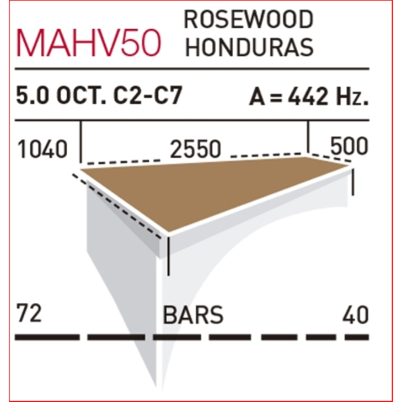 Adams MAHV50 Marimba Artist Robert Van Sice, 5.0 octaves (C2-C7), Honduras Rosewood, Endurance Field Frame