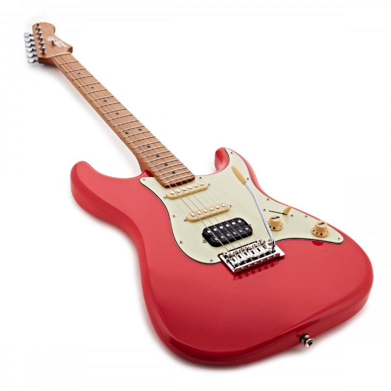 Jet Guitars JS400CRD HSS Coral Red Roasted Maple Chitarra Elettrica Rossa