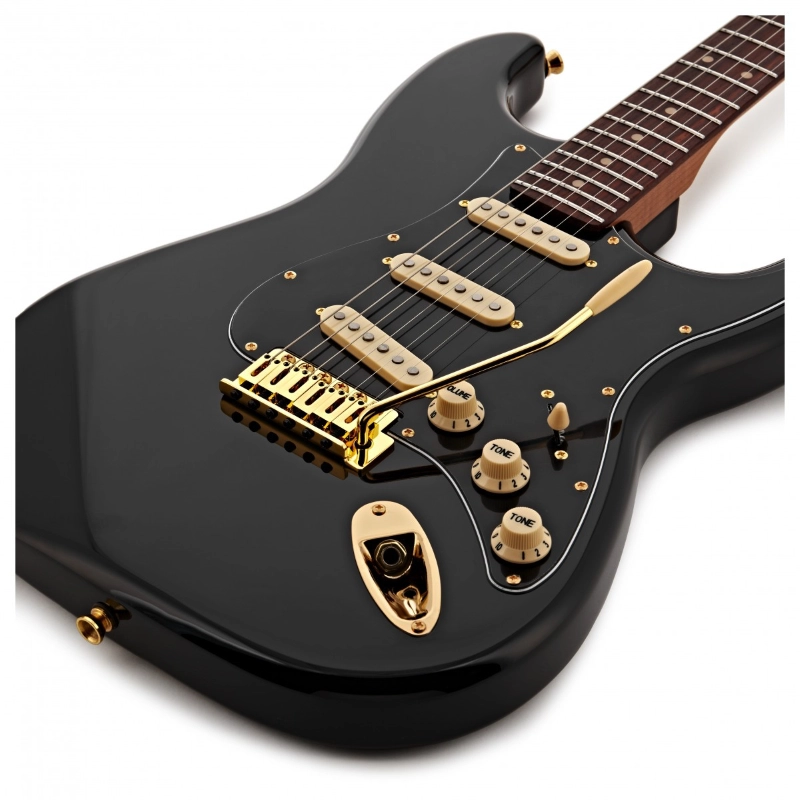Jet Guitars JS380BK-G SSS Chitarra Elettricoa Black Gold Hardware