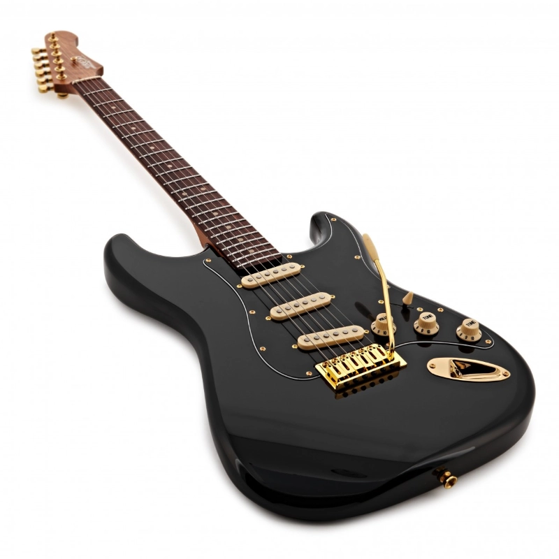 Jet Guitars JS380BK-G SSS Chitarra Elettricoa Black Gold Hardware